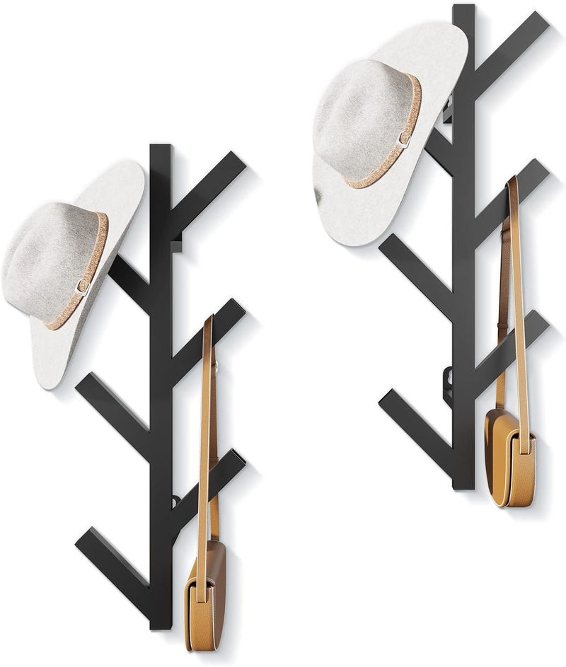 RRG 2 Pack Vertical Coat Rack Wall Mounted, Metal Vertical Hat Rack for Wall, Modern Wall Coat Tree for Hats, Jackets, Bags, Entryway Bedroom (Height 16") - Image 1